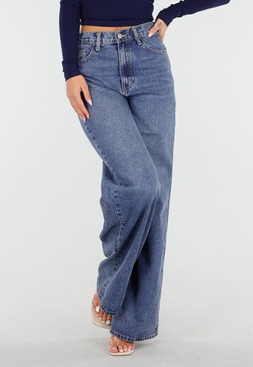 Donkerblauwe Wide Leg Jeans