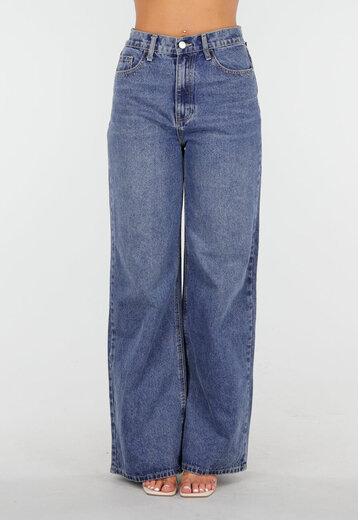 Donkerblauwe Wide Leg Jeans