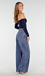 Donkerblauwe High Waist Wide Leg Jeans met Losse Pijpen