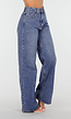 Donkerblauwe High Waist Wide Leg Jeans met Losse Pijpen