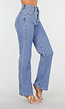 Lichtblauwe High Waist Jeans met Geruwde Hartjes