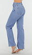Lichtblauwe High Waist Jeans met Geruwde Hartjes