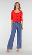 Blauwe Wide Leg Jeans met Elastische Taille en Strikkoord