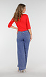 Blauwe Wide Leg Jeans met Elastische Taille en Strikkoord