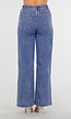 Blauwe Wide Leg Jeans met Elastische Taille en Strikkoord