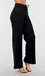 Zwarte Wide Leg Jeans met Striksluiting en Hoge Taille