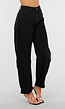 Zwarte High Waist Barrel Jeans met Omgeslagen Zoom