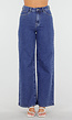 Blauwe High Waist Straight Jeans met Wide Leg Fit