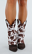 Wit-Bruine Cowprint Laarzen met Hakken en Western Look