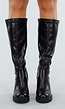 Zwarte Kniehoge Laarzen met Hak en Ritssluiting