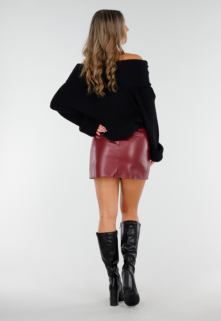 Zwarte Kniehoge Laarzen met Hak en Ritssluiting