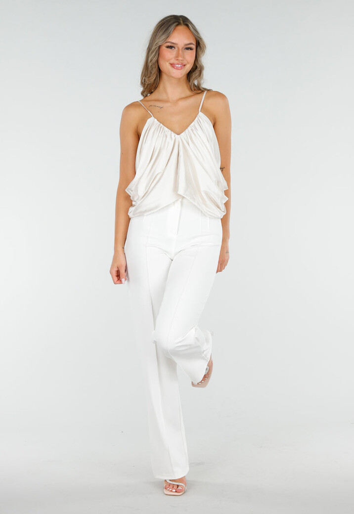 Beige Sandaletten met Glitterbandjes en Transparante Hak