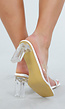 Witte Sandaletten met Glitterbandjes en Transparante Hak