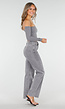 Grijze Off Shoulder Crop Top met Lange Mouwen