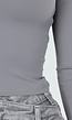 Grijze Off Shoulder Crop Top met Lange Mouwen