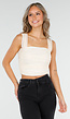 Lichtbeige Mesh Off Shoulder Top