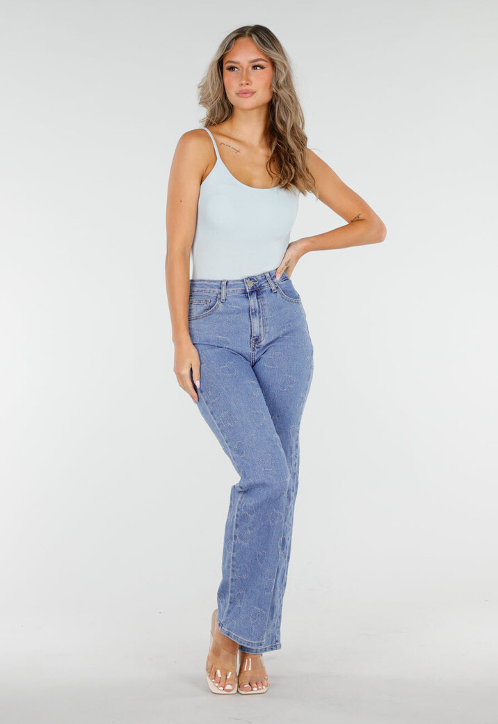 Lichtblauwe Bodysuit met Spaghetti Bandjes en Pads