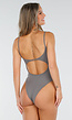 Grijze Bodysuit met Spaghetti Bandjes en Pads