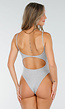 Grijze Bodysuit met Spaghetti Bandjes en Pads