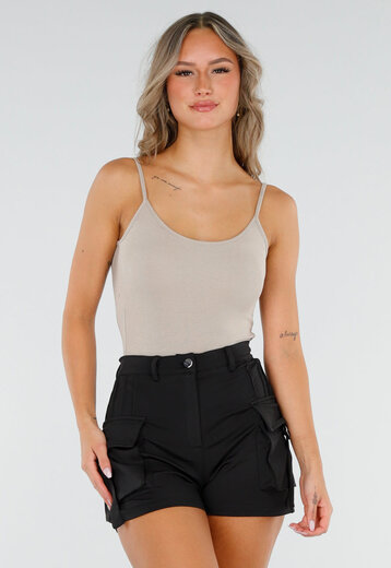 Beige Rib Bodysuit met Pads