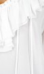 Witte Blouse met Ruches en Vetersluiting bij de Hals