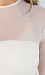 Beige Mesh Top met Lange Mouwen en Pads