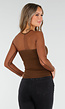 Bruine Mesh Top met Lange Mouwen en Ingebouwde Pads