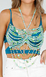 Bodychain met Mintgroene en Turquoise Kralen