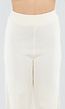 Crème Gebreide Set met Overslag Top en Wijde Broek