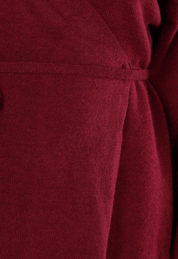 Bordeaux Gebreide Set met Overslag Top en Wijde Broek