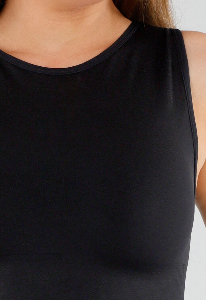 Naadloze Shaping Top in Zwart met Hoge Halslijn