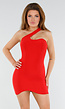 Rode Asymmetrische One Shoulder Bodycon Mini Jurk