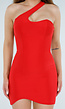Rode Asymmetrische One Shoulder Bodycon Mini Jurk
