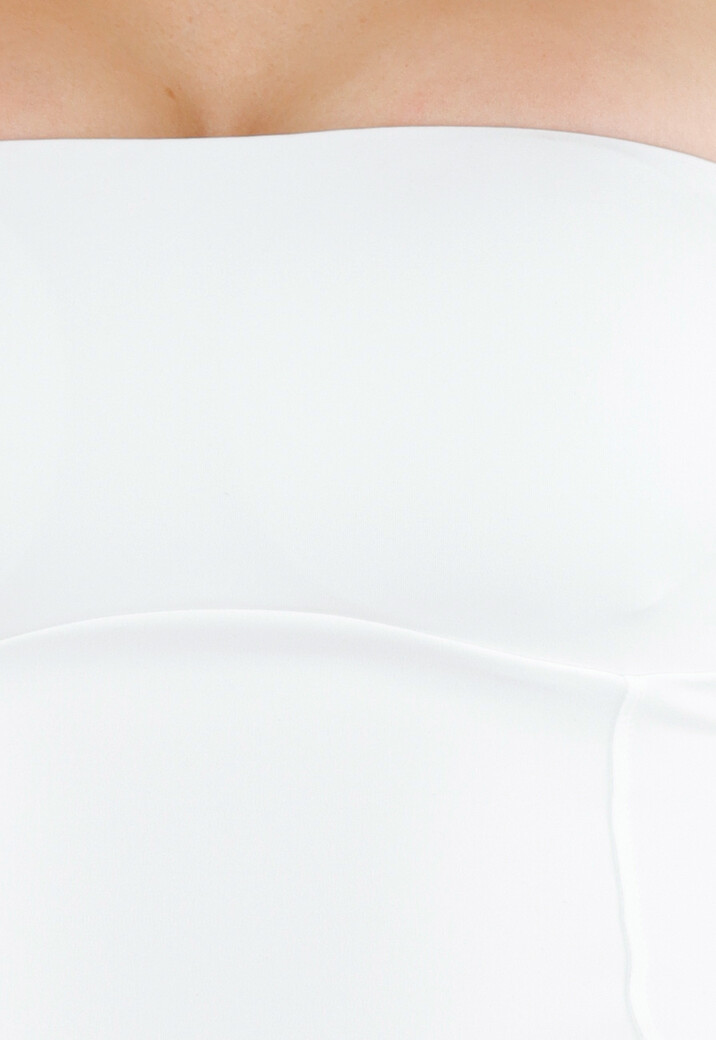 Witte Bandeau Top met Stretch en Rechte Halslijn