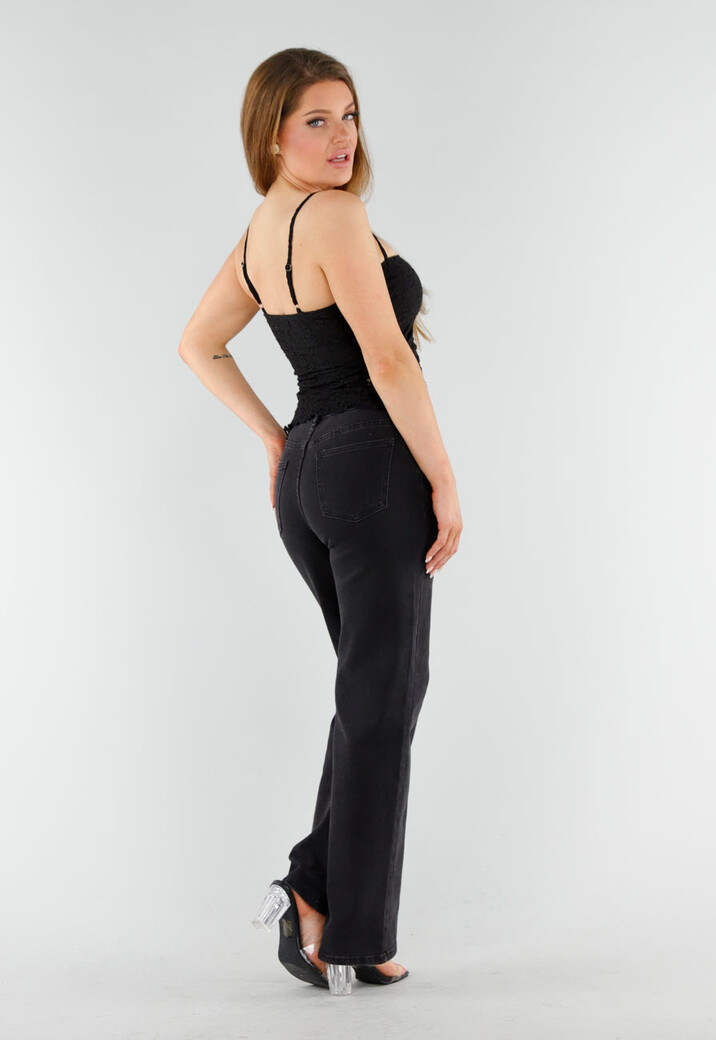 Zwarte Kanten Top met Spaghettibandjes