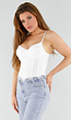 Witte Kanten Bustier Top met Vetersluiting