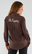 Bruin Gestreepte Blouse met St. Tropez Borduring