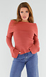 Terracotta Off Shoulder Gebreide Trui met Uitlopende Mouwen