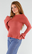 Terracotta Off Shoulder Gebreide Trui met Uitlopende Mouwen