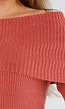 Terracotta Off Shoulder Gebreide Trui met Uitlopende Mouwen