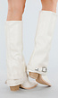 Witte Laarzen met Houten Hak en Zilveren Gespdetail