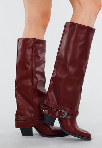 Bordeaux Kniehoge Laarzen Gesp