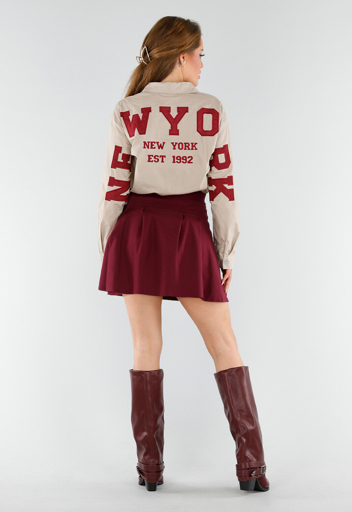 Bordeaux Kniehoge Laarzen met Vierkante Neus en Gesp