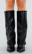 Zwarte Laarzen met Lage Hak en Zilveren Gespdetail