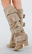 Beige Suèdelook Laarzen met Brede Gespsluitingen