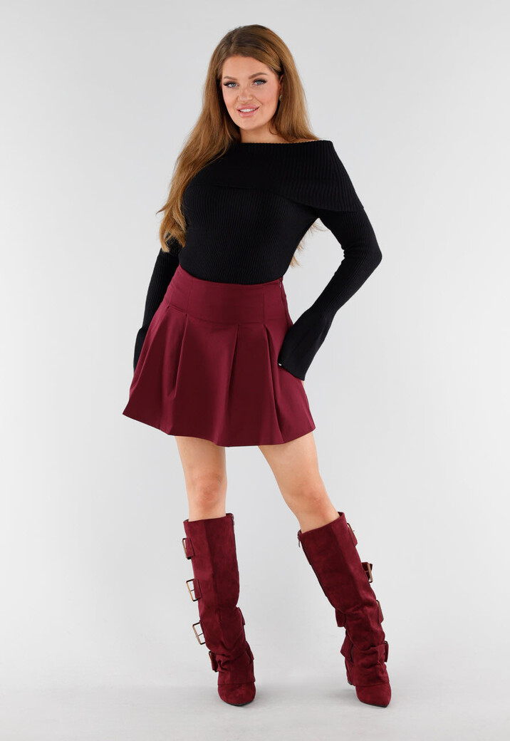 Bordeaux Suèdelook Laarzen met Brede Gespsluitingen