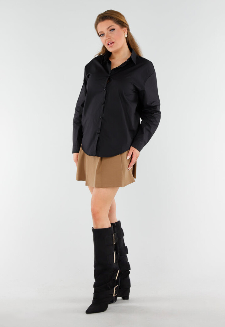 Zwarte Suèdelook Laarzen met Brede Gespsluitingen