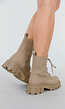 Beige Veterlaarzen met Grove Zool en Rits