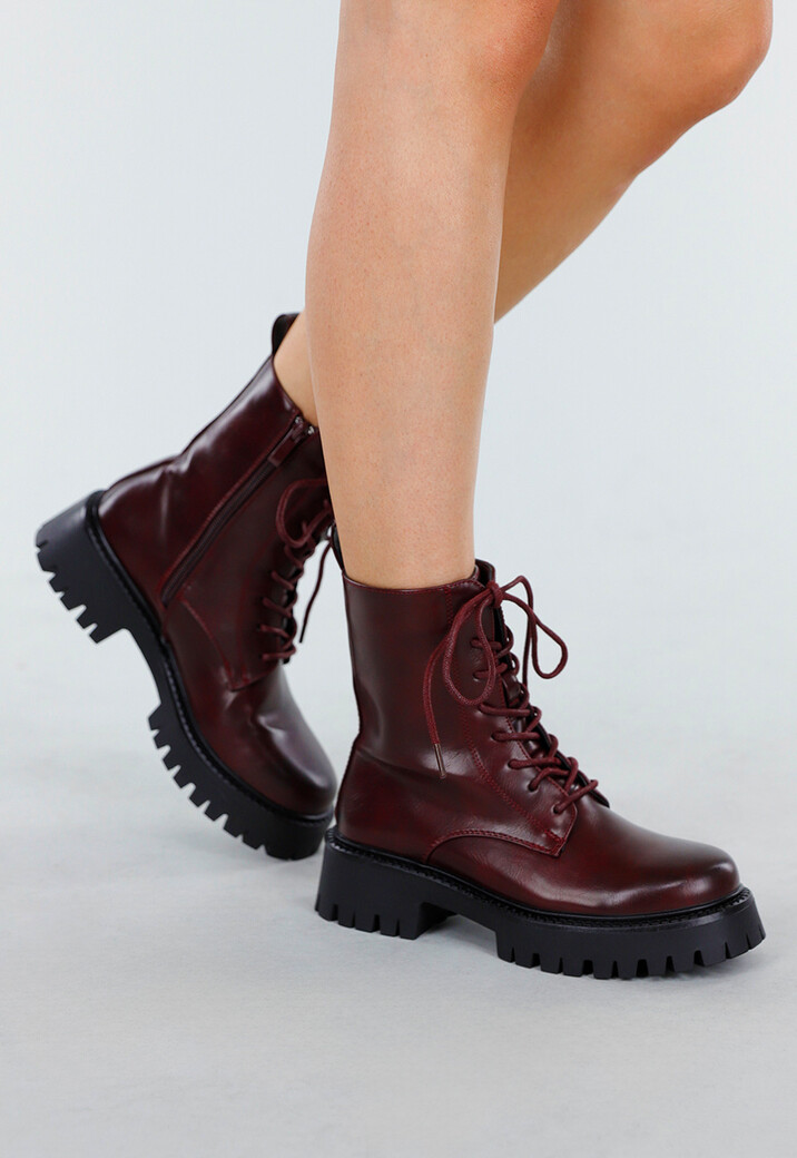 Bordeaux Veterlaarzen met Grove Zolen en Rits