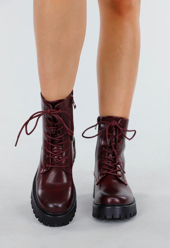 Bordeaux Veterlaarzen met Grove Zolen en Rits
